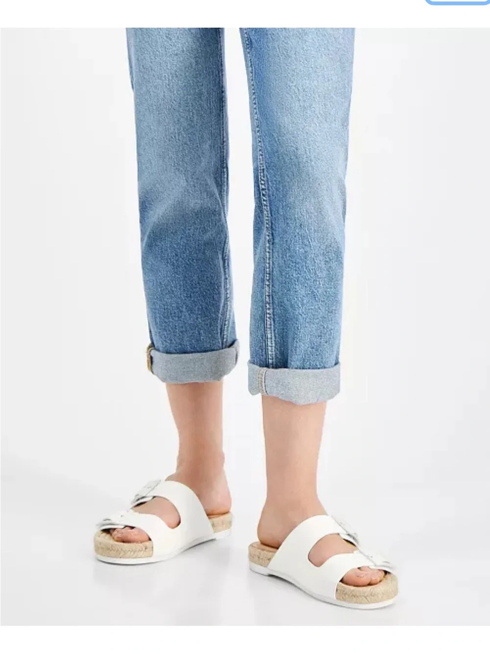 ON 34th Sz.8 Women White Double-Strap Espadrille Slide Sandals